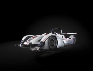 Professional advertising shot of Gibson Motorsport's GH20 car. Front view with the car on a, roughly, 45 degree angle. Shot by professional northeast advertising photographer Cal Carey.