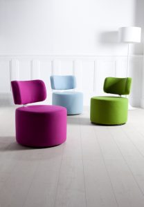 3 different coloured Barker & Stonehouse armchair in a light room set.