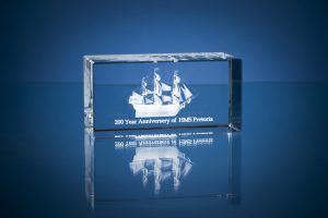 This is a professional advertising shot of a glass model made by Crystal Galleries, which is based in Middlesborough, Teeside.