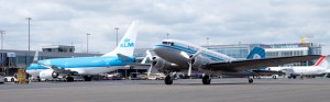 Professional commercial photography shot showing two KLM planes at an airport. Shot by professional northeast commercial photographer Cal Carey.