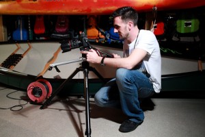 Behind the scenes shot showing Cal Carey Photographer shooting video at Typhoon.