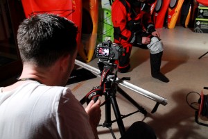Behind the scenes shot showing Cal Carey Photographer shooting video at Typhoon.