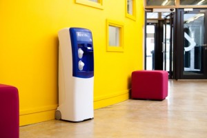 Professional product photography shot showing an Ebac water machine against the wall in a building. Shot by professional northeast product photographer Cal Carey.