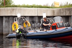 A location product shoot at Tees Barrage for Typhoon International for a new rib ladder product.
