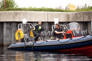 A location product shoot at Tees Barrage for Typhoon International for a new rib ladder product.