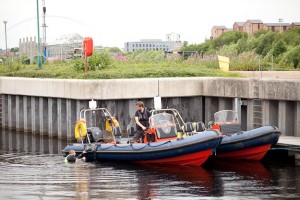 A location product shoot at Tees Barrage for Typhoon International for a new rib ladder product.
