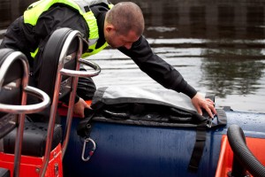 A location product shoot at Tees Barrage for Typhoon International for a new rib ladder product.