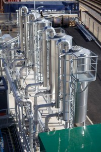 Professional industrial shot of a anaerobic digestion waste to energy site. Shot by professional northeast industrial photographer Cal Carey.