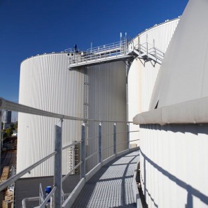 Professional industrial shot of a anaerobic digestion waste to energy site. Shot by professional northeast industrial photographer Cal Carey.
