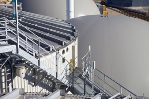 Professional industrial shot of a anaerobic digestion waste to energy site. Shot by professional northeast industrial photographer Cal Carey.