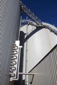 Professional industrial shot of a anaerobic digestion waste to energy site. Portrait shot. Shot by professional northeast industrial photographer Cal Carey.