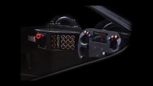 Professional advertising shot for Gibson Motorsport's GH20 car. The shot shows the controls for the driver. Shot by professional northeast advertising photographer Cal Carey.