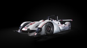 Professional advertising shot of Gibson Motorsport's GH20 car. Front view with the car on a, roughly, 45 degree angle. Shot by professional northeast advertising photographer Cal Carey.