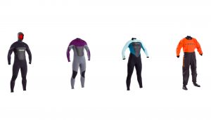 Professional product photography shots that have been placed into one solo image to show a selection of different wetsuits that Typhoon have to offer. Shot by professional northeast product photographer Cal Carey.