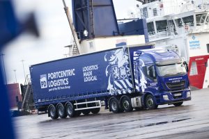 Professional commercial photography shot showing PD Ports new lorry on the docks. Shot by professional northeast commercial photographer Cal Carey.