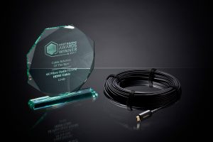 This is a professional shot for Lindy Electronics in a studio style photograph, with there award for 'Best Cable Solution Of The Year', the company is based in Germany.